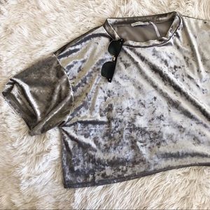 Urban Outfitters Tops - URBAN OUTFITTERS grey velour crop short sleeve top Urban Outfitters Tops - URBAN OUTFITTERS grey velour crop short sleeve top